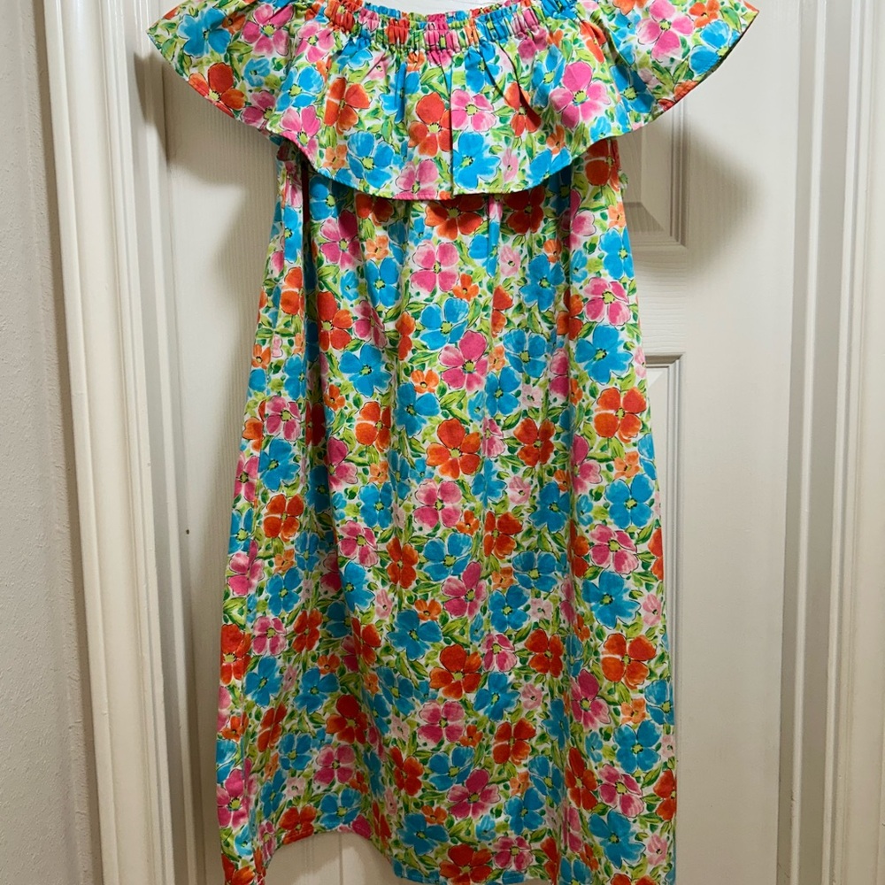 Lands' End Floral Kids Dress - Blue, Pink, Orange - Picture 1 of 4